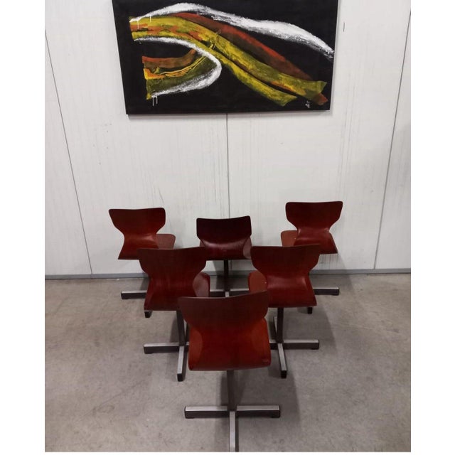 Mid-Century Modern Pagholz Chairs with Molded Plywood Seats and Steel Bases, 1960s, Set of 6 For Sale - Image 6 of 11