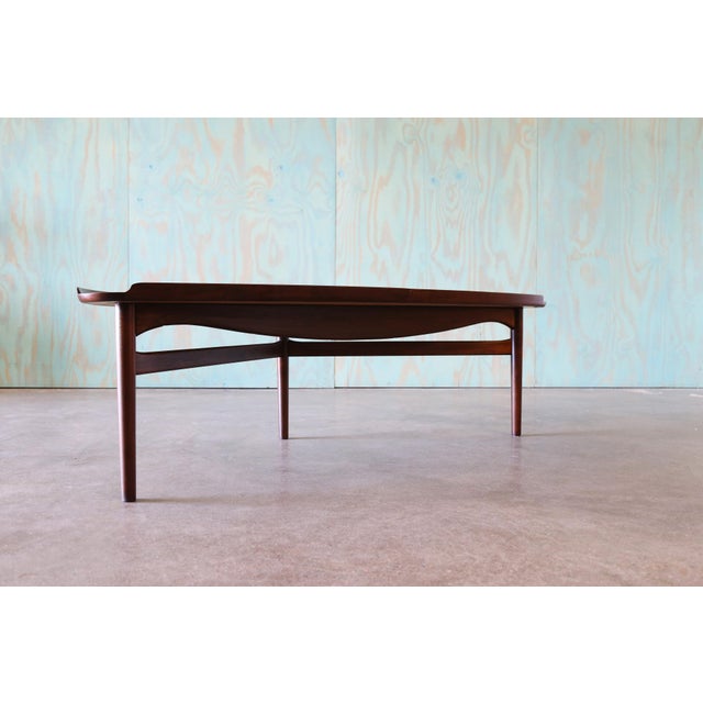 1950s Attributed to Finn Juhl for Baker Coffee Cocktail Table Two Tone Birch and Walnut For Sale - Image 9 of 15