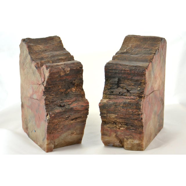 Iron Red Striated Stone Bookends - A Pair For Sale - Image 4 of 5