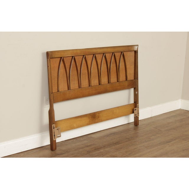 Mid 20th Century Mid Century Modern Walnut and Rattan Full-Size Headboard For Sale - Image 5 of 12