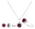10K White Gold Red Ruby and 3/8 Cttw Diamond Halo Jewelry Set (Earrings, Pendant & Ring) For Sale