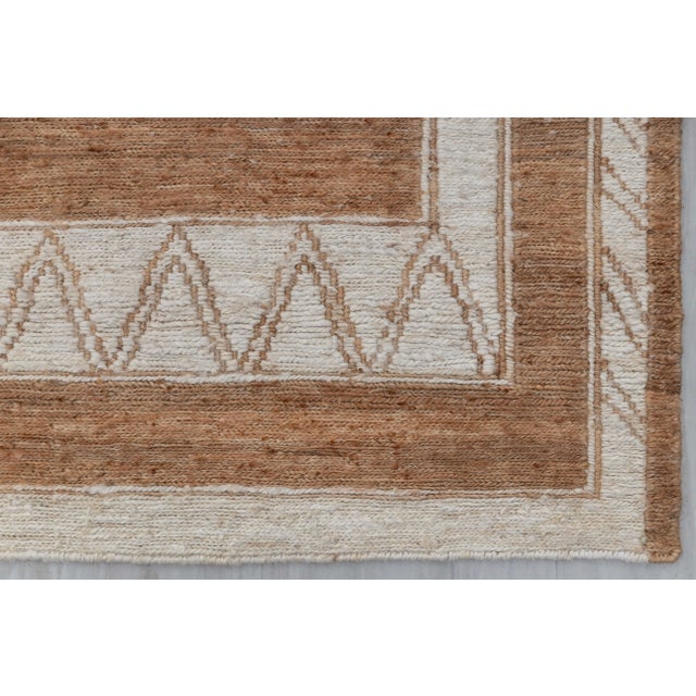 10x14Ft.Brown Cream Grey Jute Taureg Inspired Soumek Jute Hand Woven Rug For Sale - Image 6 of 12