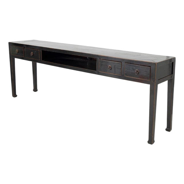 Chinese Black Lacquered Console Table, 19th C. For Sale