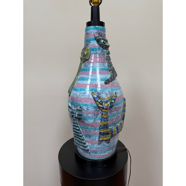 1960s Italian Large Ceramic Cat Lamp Attributed to San Polo Venice For Sale In New York - Image 6 of 18