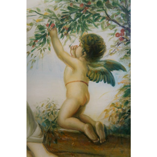 Late 20th Century Venus & Her Attendants Classical Landscape Oil Painting After Hans Zatzka 33" For Sale - Image 5 of 9