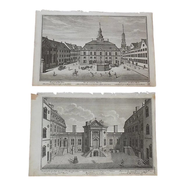 Antique 18th C. Imperial Folio Architectural Facade & Landscape Copperplate Engravings - a Pair For Sale - Image 4 of 6