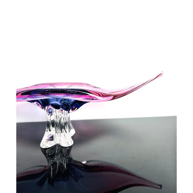 Black Pink and Purple Art Glass Centerpiece Bowl for Chřibská, Czechoslovakia, 1960s For Sale - Image 8 of 12