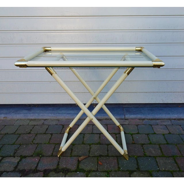 Mid-Century Modern Vintage Lacquered Metal Butler Folding Table, 1970s For Sale - Image 3 of 8