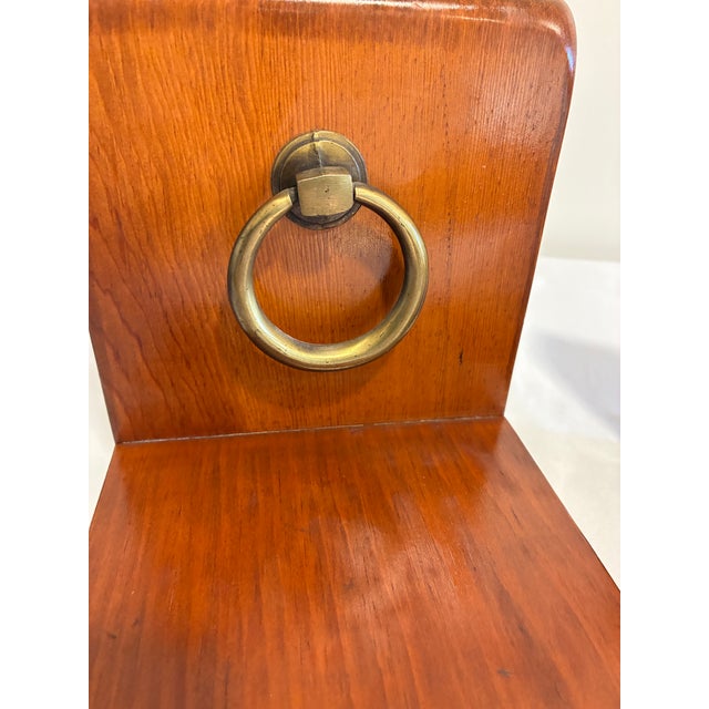 Vintage Wood Bookends With Brass Ring Pull Hardware, Pair For Sale In Oklahoma City - Image 6 of 8