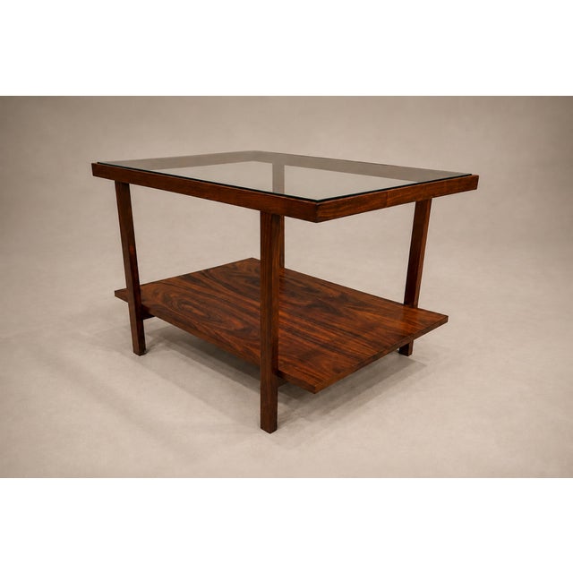 Mid-Century Modern Brazilian Modern Rectangular Side Table in Rosewood & Glass, Branco E Preto, 1950s For Sale - Image 3 of 17