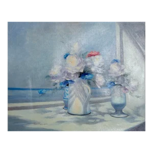 Vase of Flowers 4, Les Bullene Oil on Canvas, Signed Lower Right