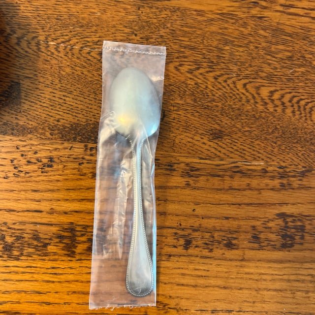 Christofle 1990s Christofle Perles Solid Sterling Silver Standard Teaspoon .925 For Sale - Image 4 of 12