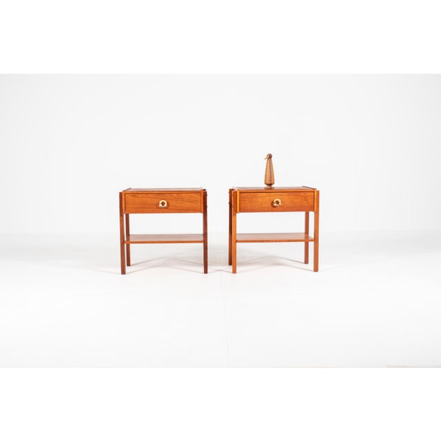Wood Vintage Danish Teak Veneer Bedside Tables, 1960s, Set of 2 For Sale - Image 7 of 12