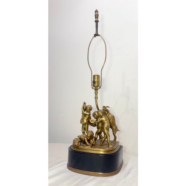 Figurative Antique Claude Michel Clodion Sevres Gilt Bronze Cherub Group Statue Table Lamp For Sale - Image 3 of 18