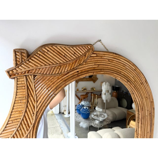 Rattan Palm Tree Mirror by Vivai Del Sud. Italy, 1970s For Sale - Image 6 of 11