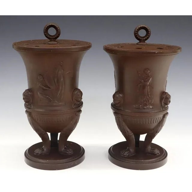 Neoclassical Antique Early 19th Century Shore & Goulding Terra Cotta Potpourri Urns - a Pair For Sale - Image 3 of 5