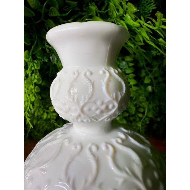 White Vintage Fenton Art Glass "Silver Crest" Candlestick Holders For Sale - Image 8 of 8