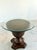Woven Reed + Faux Leather Center Dining Table After Tommy Bahama 36" Glass Top For Sale - Image 12 of 17