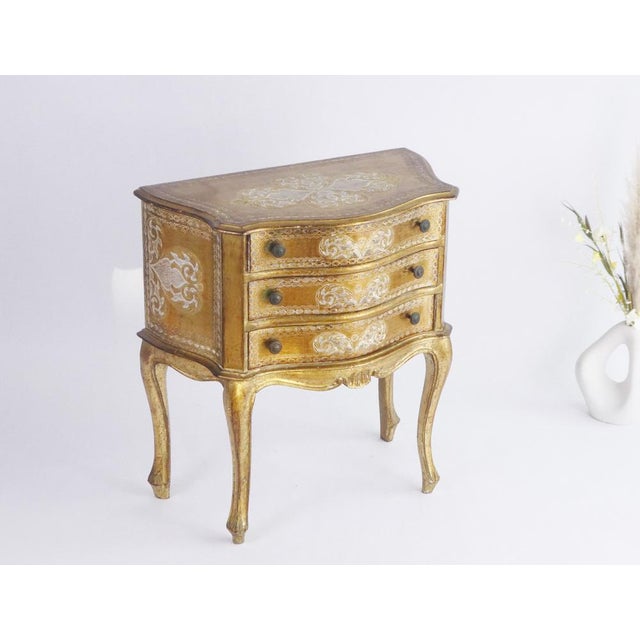 Italian Florentine Gilt Wood Chest of 3 Drawers, 1960s For Sale - Image 3 of 11