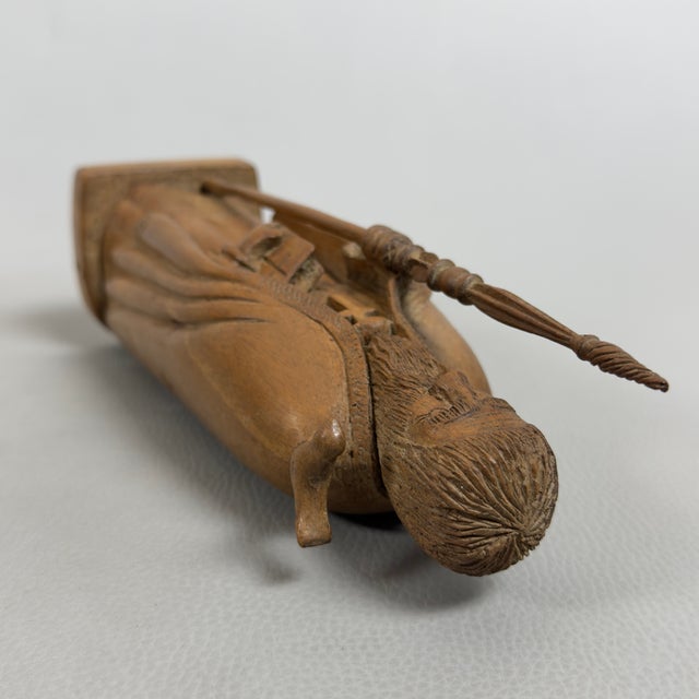 Wood Vintage Carved Wooden Sculpture of Saint Benedict of Norcia by Fonted, 1950s For Sale - Image 7 of 11