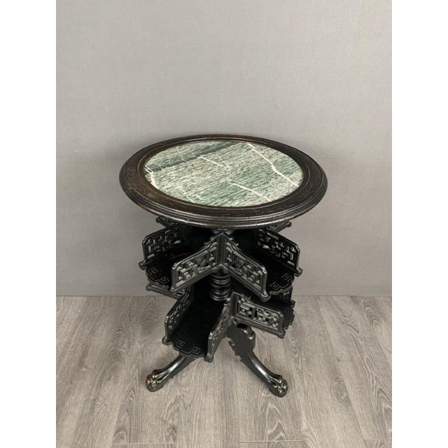 Early 20th Century Round Table with Green Marble Inlays For Sale - Image 4 of 7