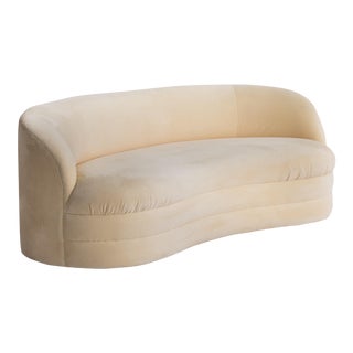 Late 20th Century Vladimir Kagan Style Kidney Shaped Sofa in Cream Ultrasuede