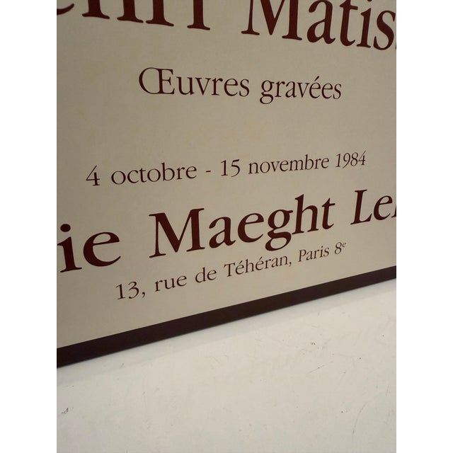 Henri Matisse 1984 Henri Matisse “Œuvres Gravées” Galerie Maeght Lelong Paris Exhibition Poster For Sale - Image 4 of 9