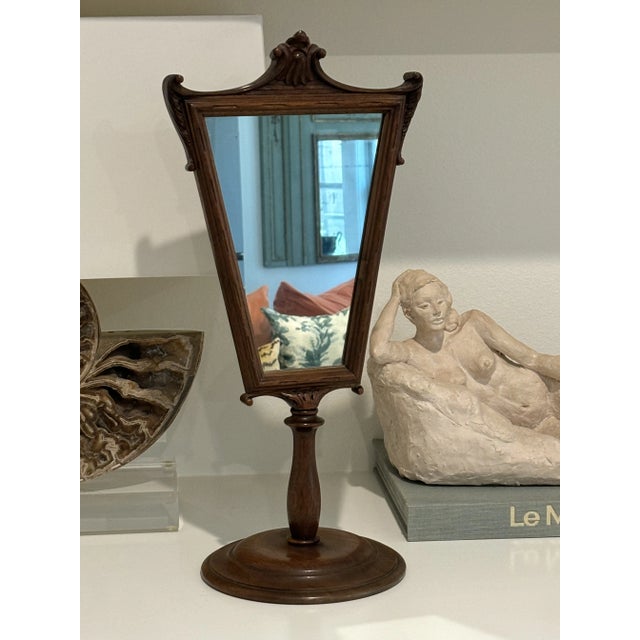 English Treenware Table Mirror / Vanity Mirror on Stand For Sale - Image 4 of 12