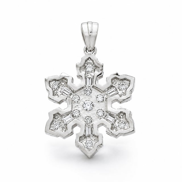 Contemporary 14k White Gold Diamond Snowflake Pendant For Sale - Image 3 of 3