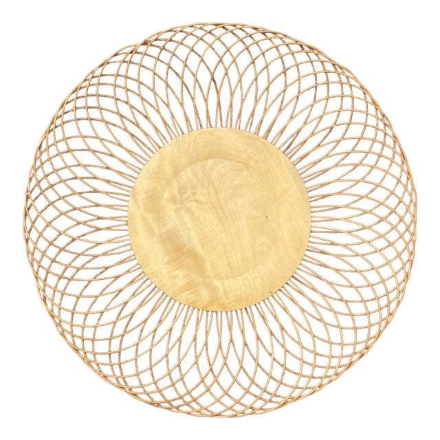 Mid 20th Century Wicker and Wood Wall Hanging For Sale