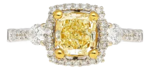 GIA Certified 1.24 Carat Radiant Cut Yellow (Y-Z) Diamond Engagement Ring in 18K, Size 6.25