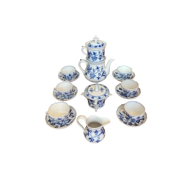 Antique Blue Onion Meissen Teichert Set of Teacups for 6 - 12 Pieces For Sale - Image 9 of 9