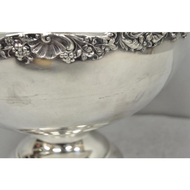 Silver Vintage Fb Rogers 5614 Victorian Silver Plated Punchbowl W/ Round Tray, 2 Pc Set For Sale - Image 8 of 17