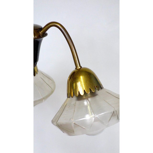 Metal Vintage Brass and Glass Table Lamp, 1920s For Sale - Image 7 of 11