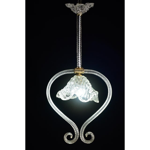Charming Art Decò Barovier & Toso Pendant Light Chandelier Murano Glass, 1970s For Sale - Image 4 of 11
