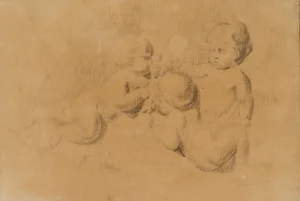 Johann Heinrich Tischbein, Three Putti, Figure Study, 18th-Century, Charcoal