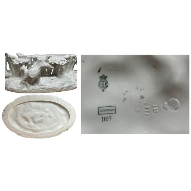 Antique White Porcelain Picket Fence Centerpiece With Courting Couple and Children Royal Worcester 1890 For Sale - Image 16 of 18