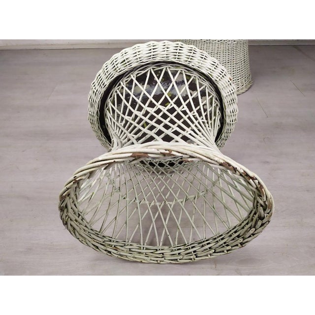 Set of Vintage White Rattan Armchair and Table For Sale - Image 13 of 18