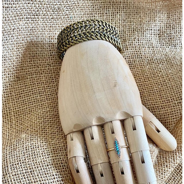 Wide Brass Link Bracelet (Mexico) For Sale - Image 6 of 12