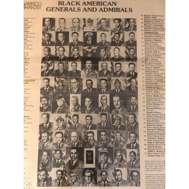 Black 1980s Framed "Black American Generals & Admirals" Educational Art Poster For Sale - Image 8 of 10