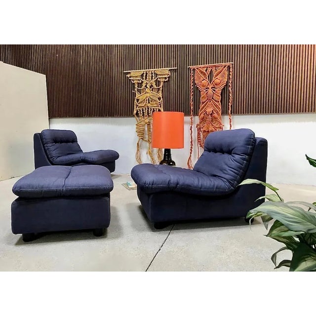 German Modular Lounge Chairs and Ottoman Set, 1960s, Set of 3 For Sale - Image 4 of 18