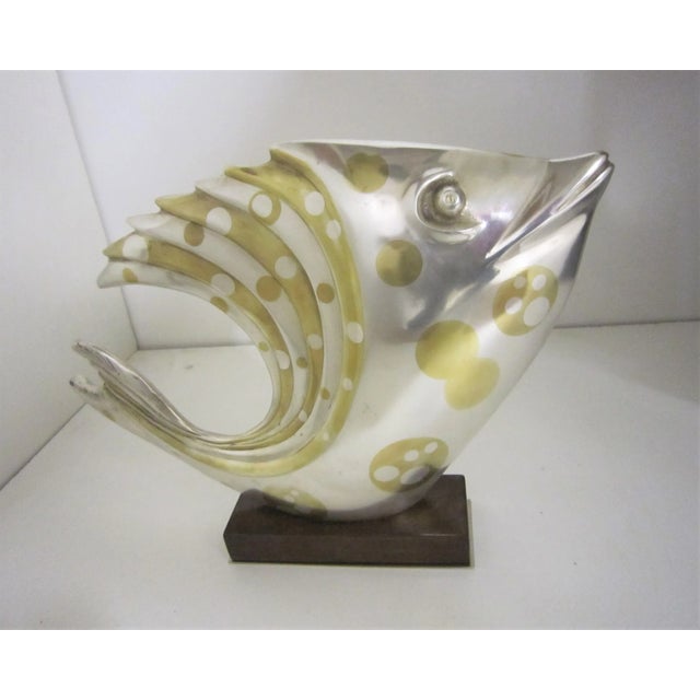 Mid 20th Century French Art Deco Silver and Parcel Gilt Bronze Fish Sculpture For Sale - Image 4 of 13