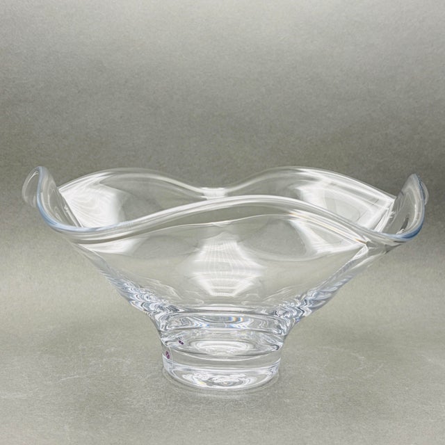 Transparent Vintage Simon Pearce “Chelsea” Clear Crystal Bowl Handcrafted in America For Sale - Image 8 of 10
