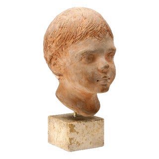 Portrait of a Boy in Terracotta from Mario Bertozzi For Sale