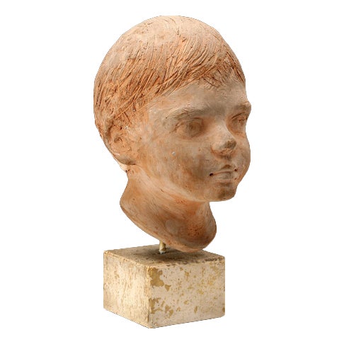 Portrait of a Boy in Terracotta from Mario Bertozzi For Sale