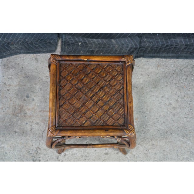 Mid-Century Modern Bentwood Woven Rattan Pedestal Table Sculpture Stand Boho 24" For Sale - Image 6 of 17