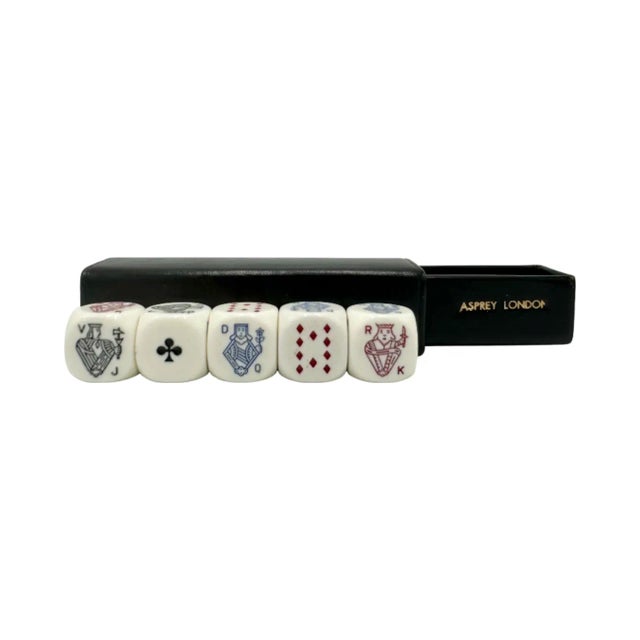 Asprey & Co. Vintage Asprey London Set 5 Dice Black Leather Case For Sale - Image 4 of 11