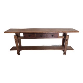 Mango Wood Console With Three Drawers For Sale