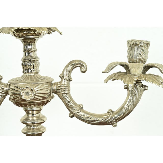 Tiffany & Co. Style Antique Victorian Silverplate Three-Light Candelabra For Sale In South Bend - Image 6 of 12