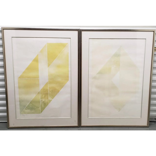 Vida Hackman (20th C.) "Box Landscape" Pair of Etchings W/ Aquatint C.1970s For Sale - Image 11 of 11